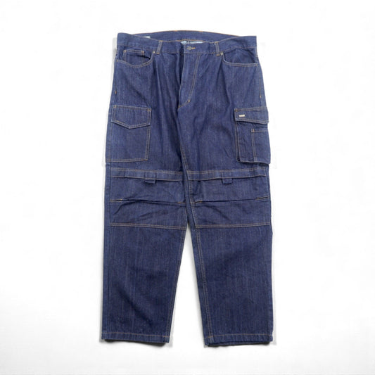 VINTAGE バギー カーゴ デニムパンツ ジーンズ XL ブルー コットン デニム WORKWEAR OUTDOOR 146700 濃紺 ダブルニー