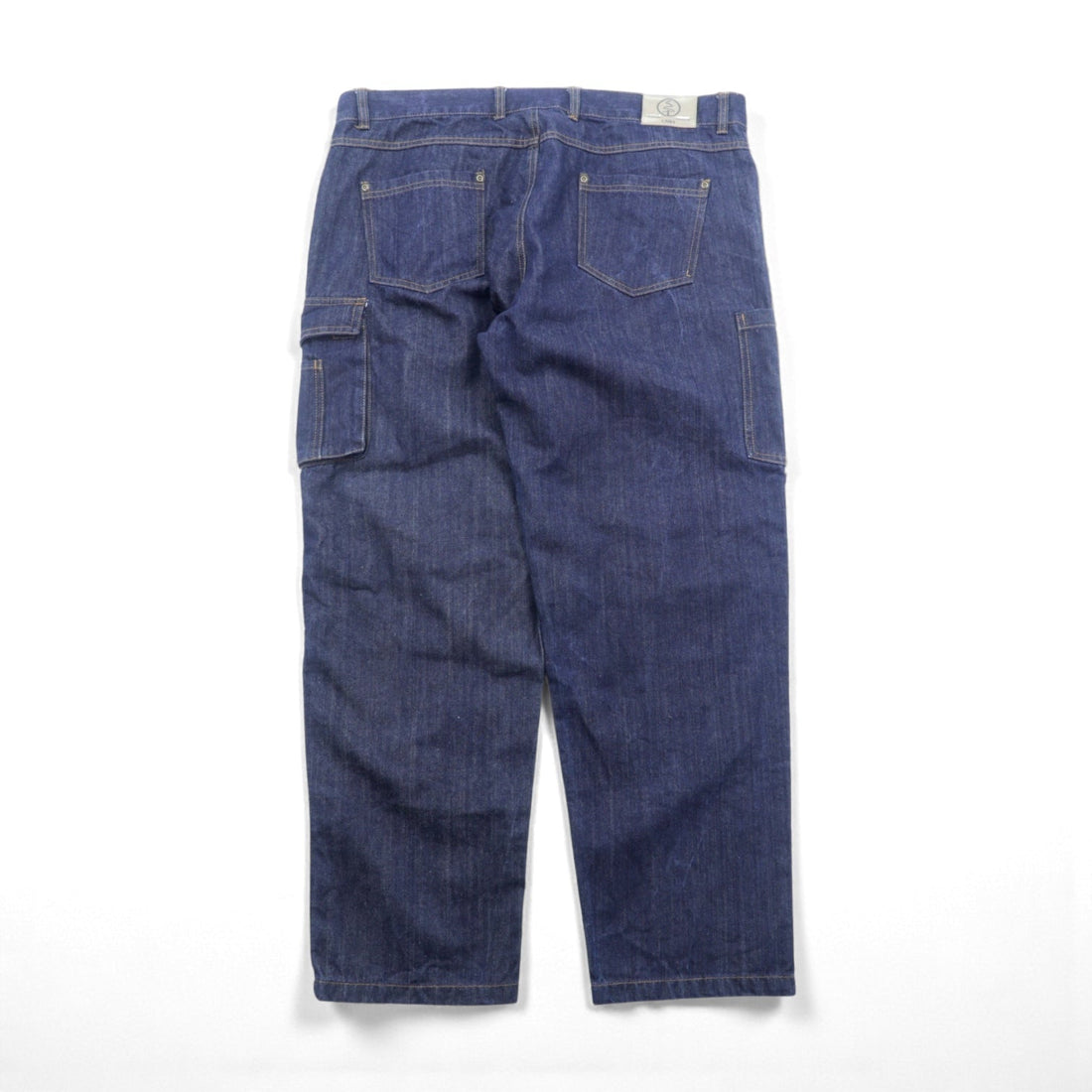 VINTAGE Baggy Cargo Denim Pants Jeans, XL, Blue Cotton, WORKWEAR OUTDOOR 146700, Dark Navy, Double Knee