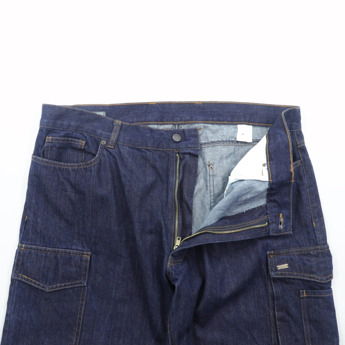 VINTAGE Baggy Cargo Denim Pants Jeans, XL, Blue Cotton, WORKWEAR OUTDOOR 146700, Dark Navy, Double Knee
