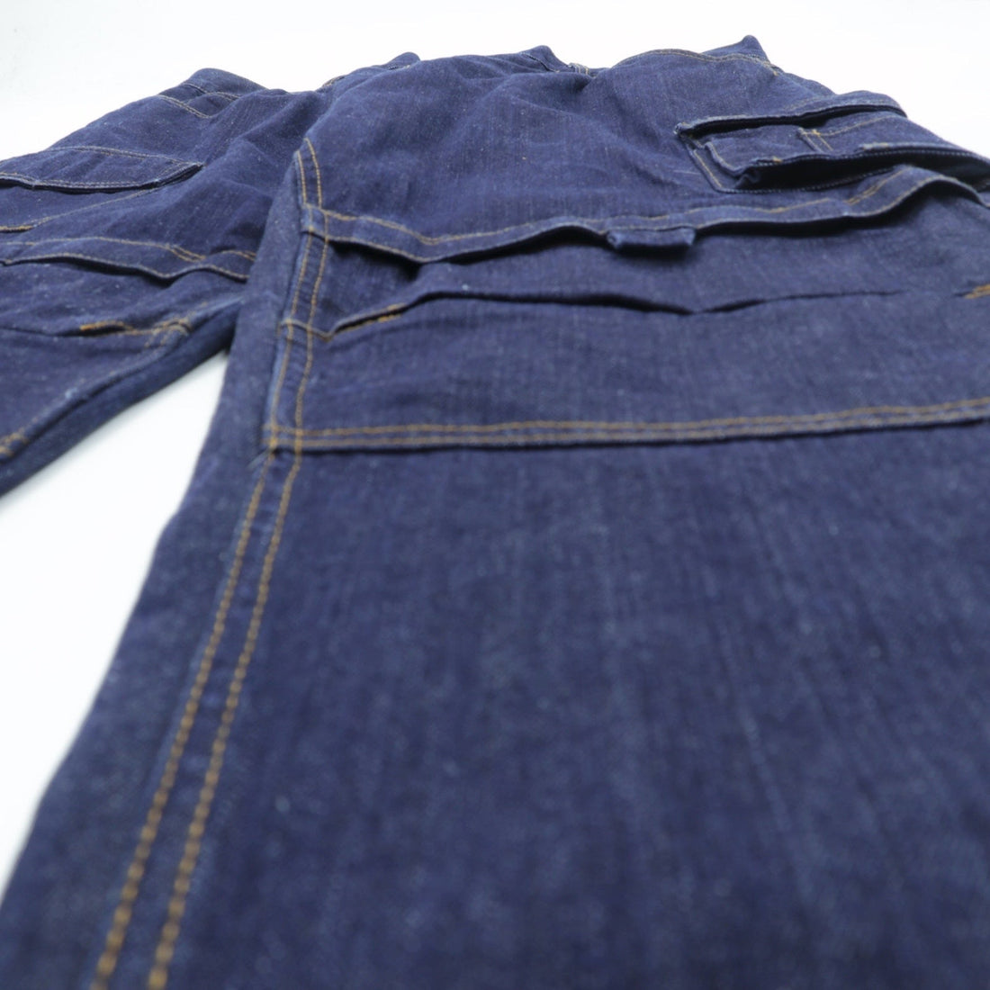 VINTAGE Baggy Cargo Denim Pants Jeans, XL, Blue Cotton, WORKWEAR OUTDOOR 146700, Dark Navy, Double Knee