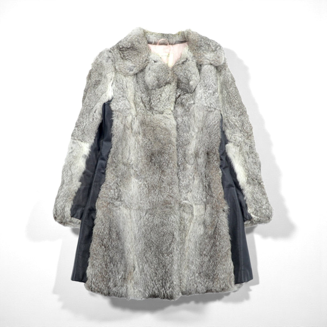 Emba 80s Made in Japan Mink Fur Coat, Long, Size L, Leather Trim,