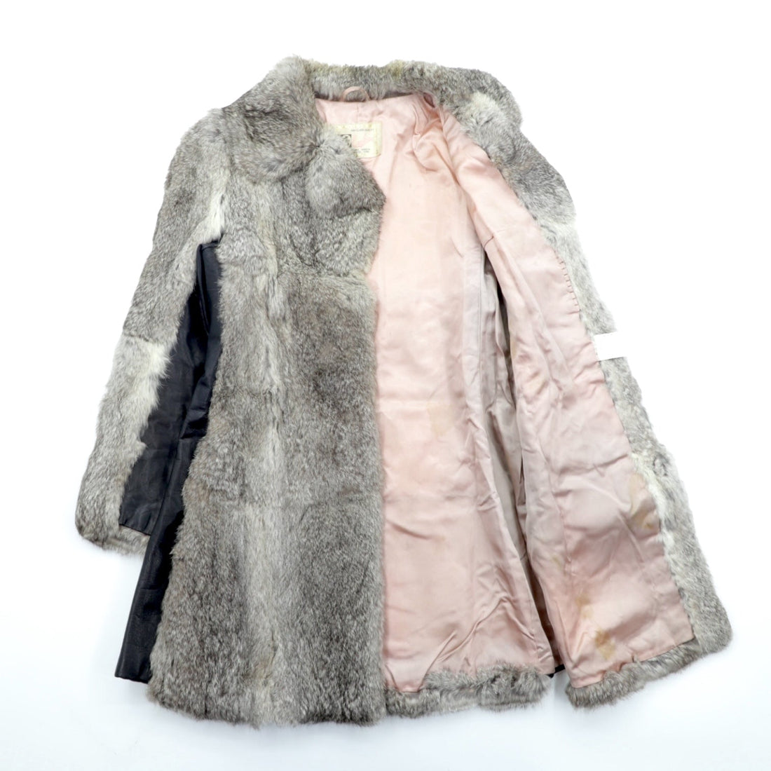 Emba 80s Made in Japan Mink Fur Coat, Long, Size L, Leather Trim,