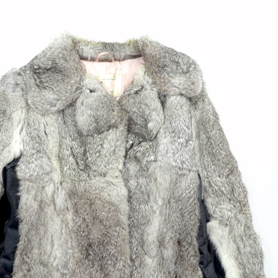 Emba 80s Made in Japan Mink Fur Coat, Long, Size L, Leather Trim,