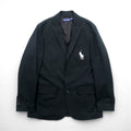 POLO GOLF RALPH LAUREN Big Pony Embroidery Blue Leather 3B Tailored Jacket M Black