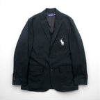 POLO GOLF RALPH LAUREN Big Pony Embroidery Blue Leather 3B Tailored Jacket M Black