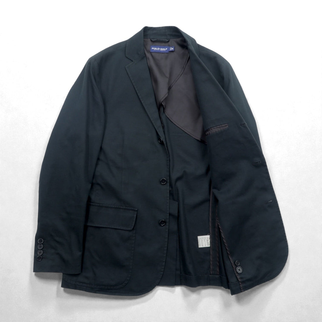 POLO GOLF RALPH LAUREN Big Pony Embroidery Blue Leather 3B Tailored Jacket M Black