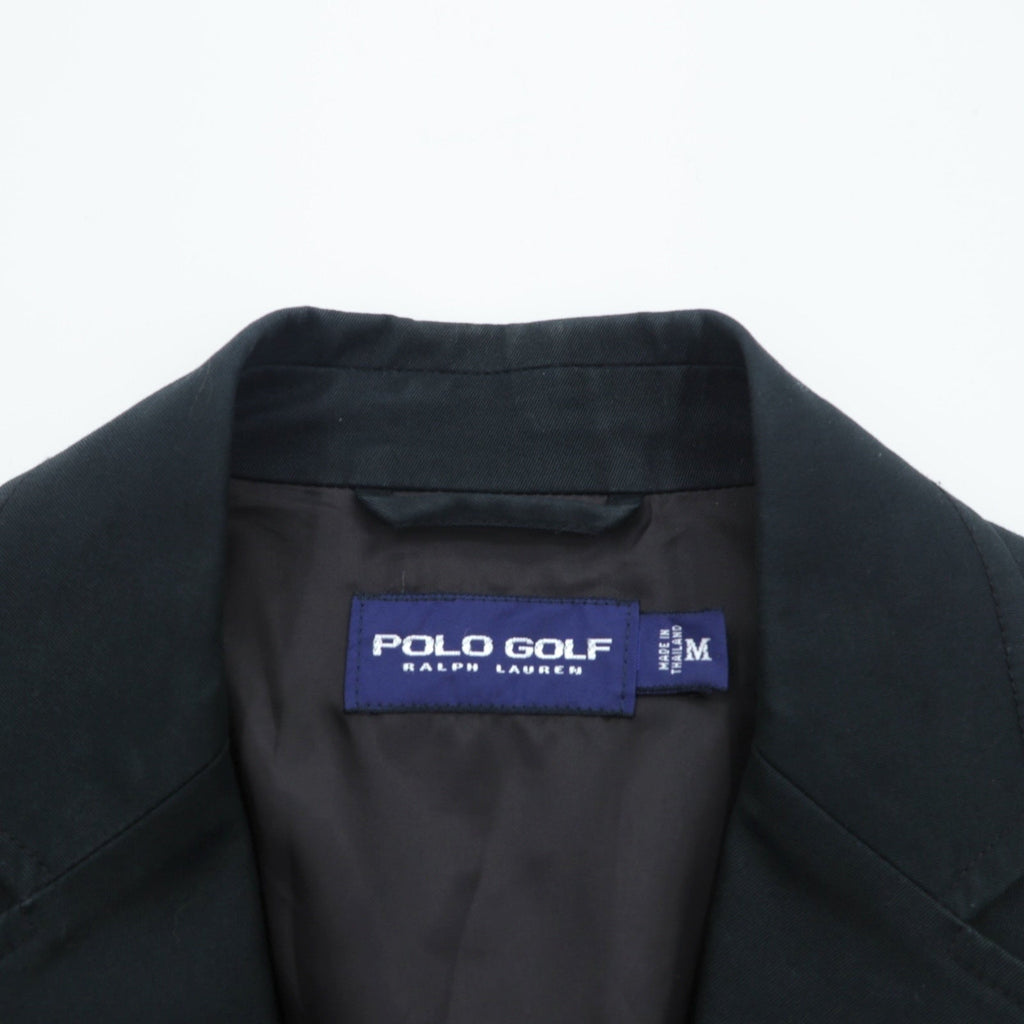 POLO GOLF RALPH LAUREN Big Pony Embroidery Blue Leather 3B Tailored Jacket M Black