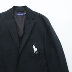 POLO GOLF RALPH LAUREN Big Pony Embroidery Blue Leather 3B Tailored Jacket M Black