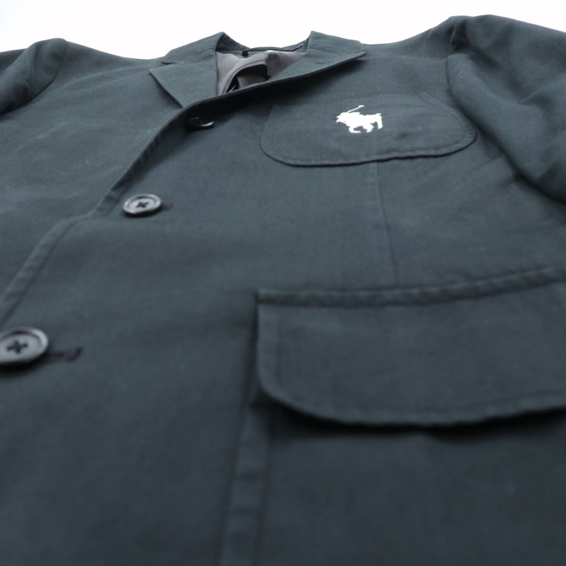 POLO GOLF RALPH LAUREN Big Pony Embroidery Blue Leather 3B Tailored Jacket M Black