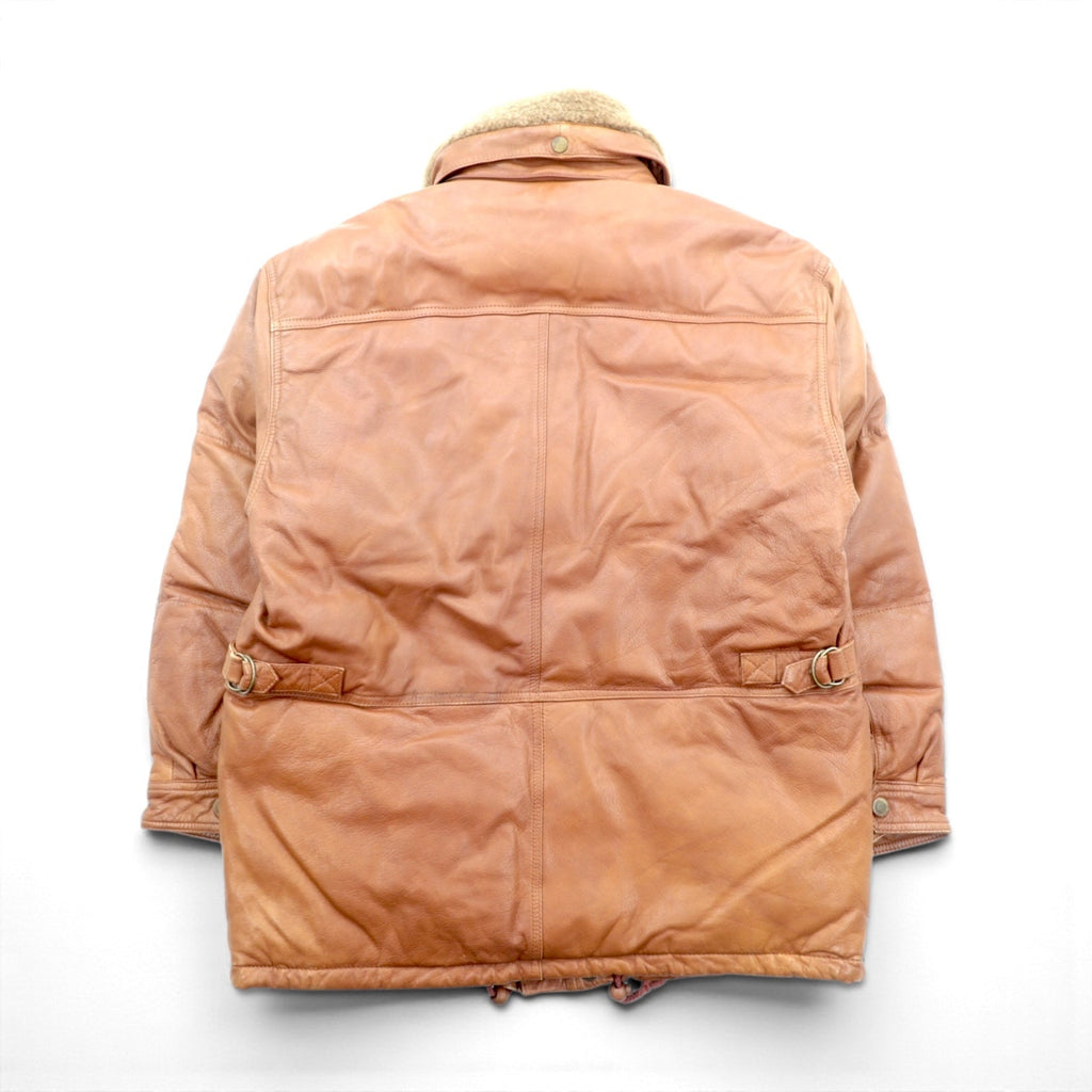B'SPARE 牛革 レザージャケット XL キャメル ブラウン 襟ボア 裏地ペイズリー柄