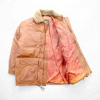 B'SPARE 牛革 レザージャケット XL キャメル ブラウン 襟ボア 裏地ペイズリー柄