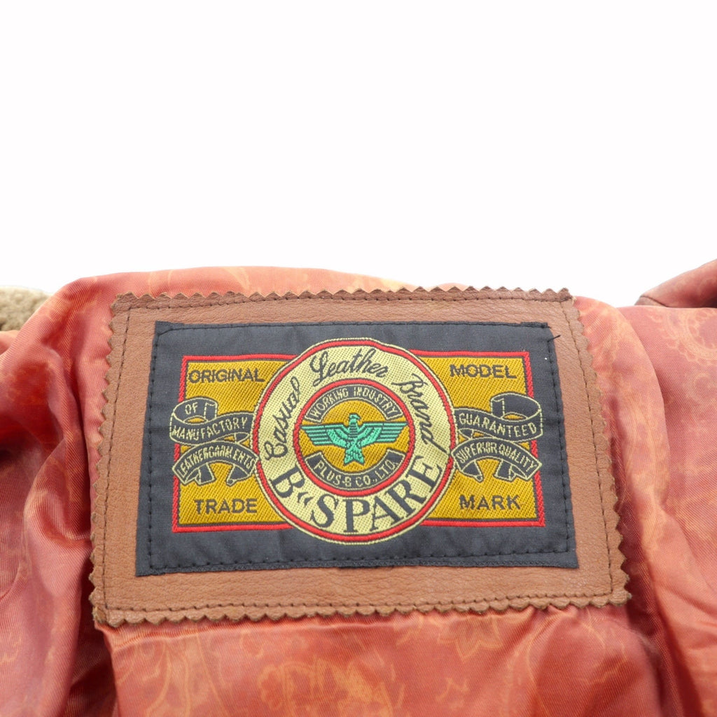 B'SPARE 牛革 レザージャケット XL キャメル ブラウン 襟ボア 裏地ペイズリー柄