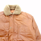 B'SPARE 牛革 レザージャケット XL キャメル ブラウン 襟ボア 裏地ペイズリー柄