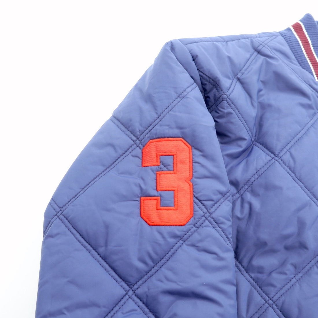 Polo Ralph Lauren Big Pony Padded Quilted Varsity Jacket, Large, Navy, Zip-Up, Ribbed Embroidery
