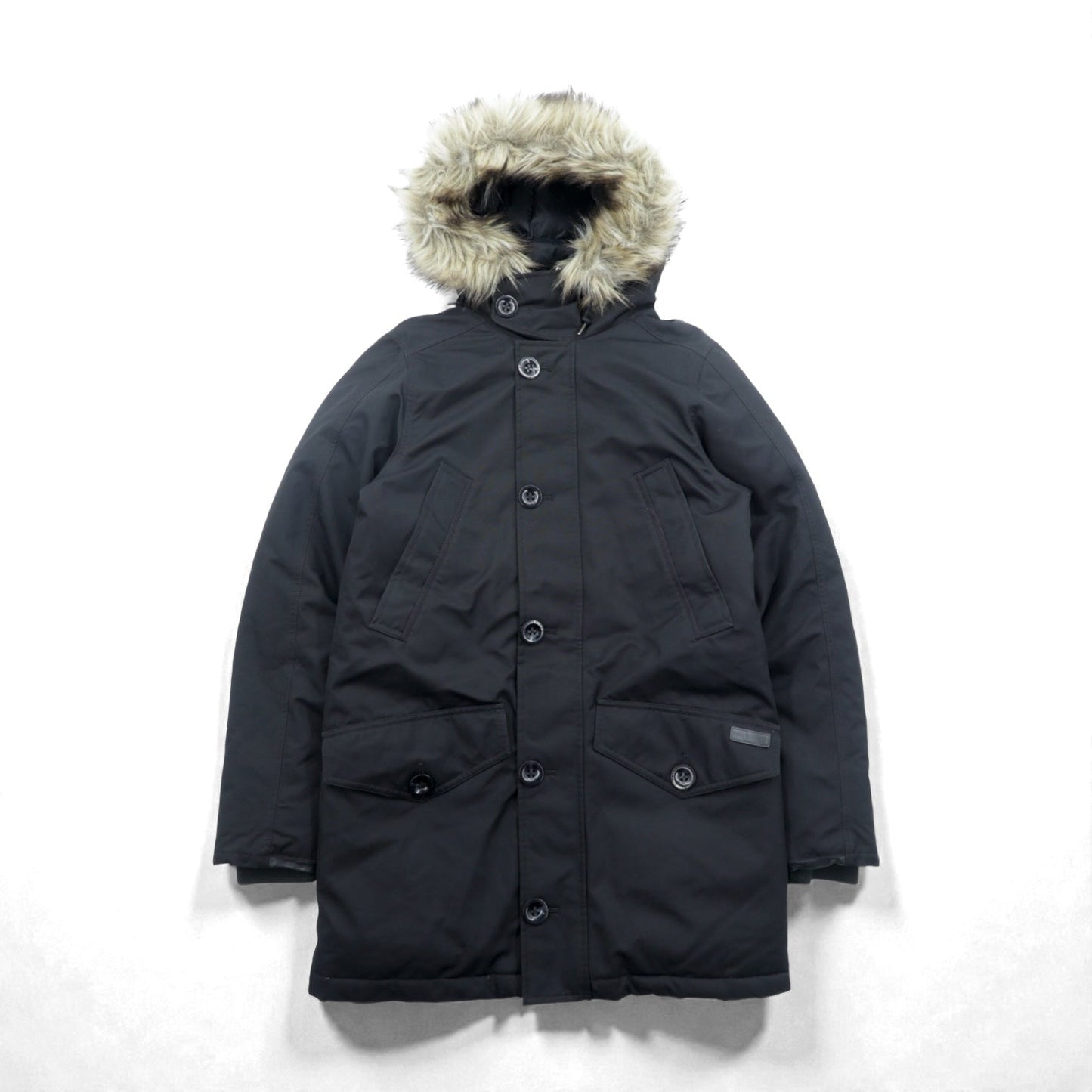 Polo Ralph Lauren ダウンジャケット N-3B ミリタリー コート XS ブラック ドローコード PERFORMANCE ファー着脱式
