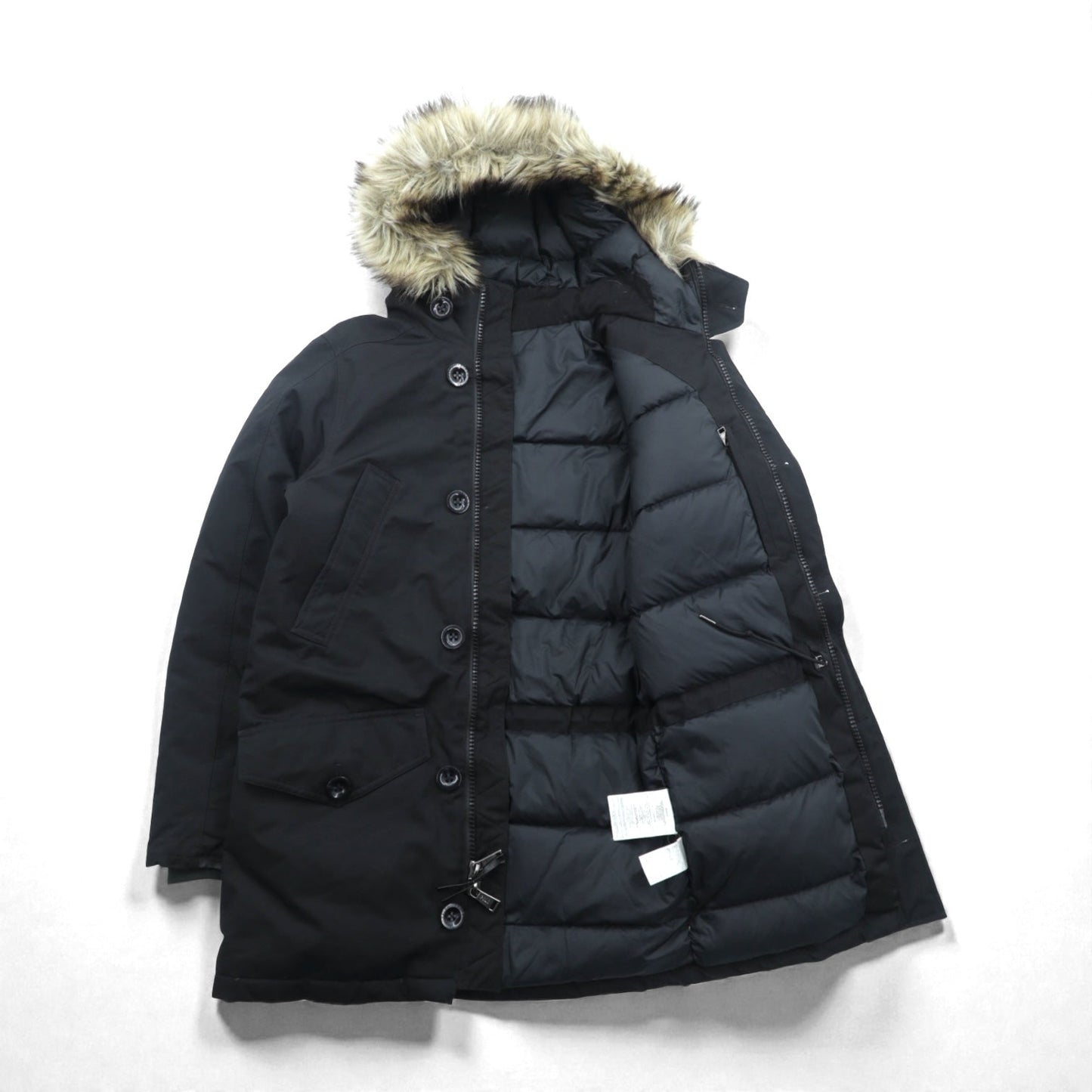 Polo Ralph Lauren ダウンジャケット N-3B ミリタリー コート XS ブラック ドローコード PERFORMANCE ファー着脱式