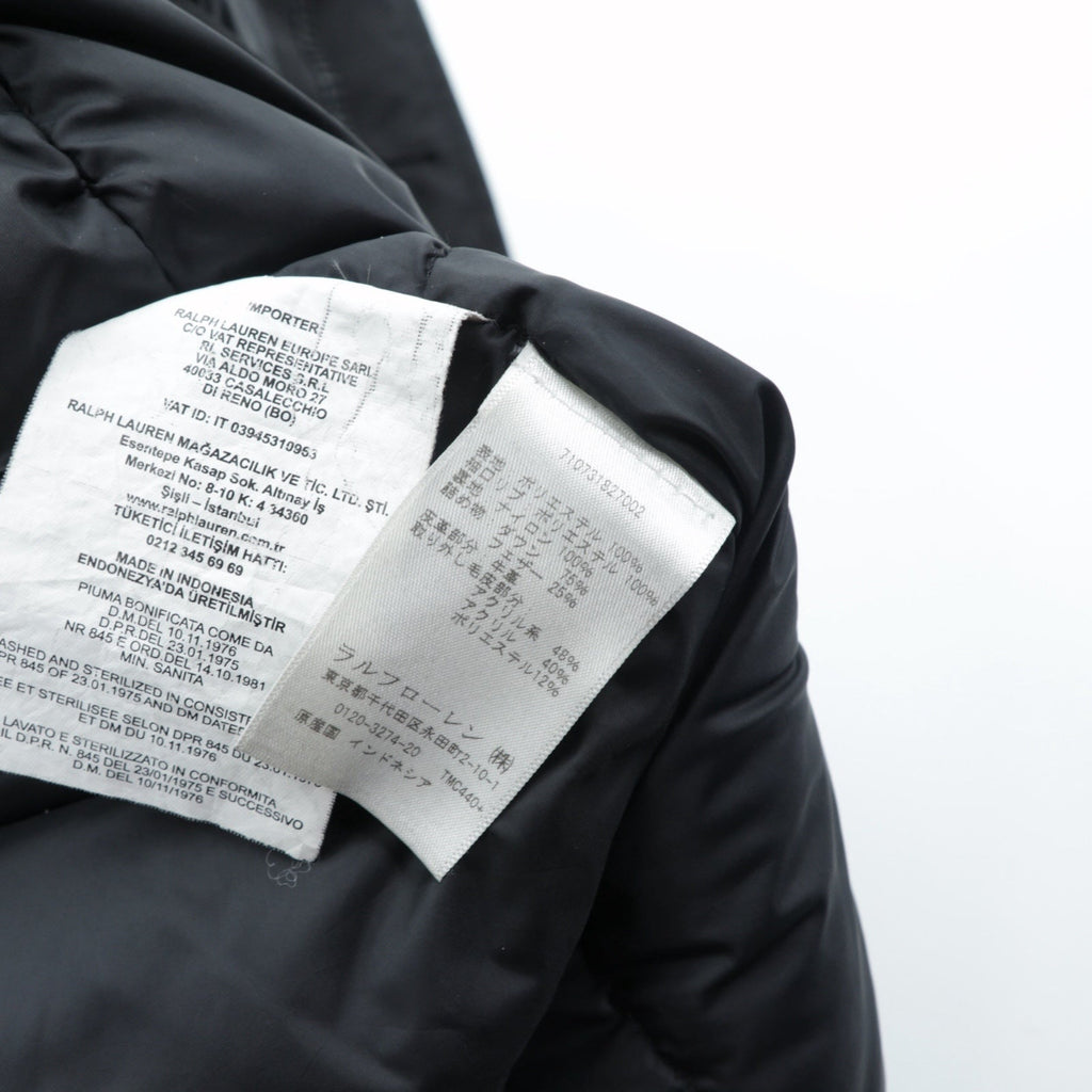 Polo Ralph Lauren ダウンジャケット N-3B ミリタリー コート XS ブラック ドローコード PERFORMANCE ファー着脱式