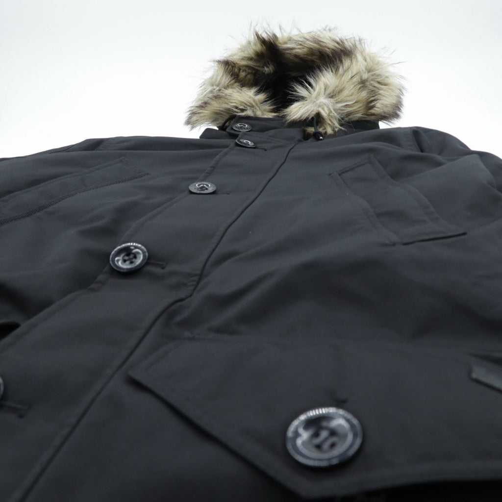 Polo Ralph Lauren ダウンジャケット N-3B ミリタリー コート XS ブラック ドローコード PERFORMANCE ファー着脱式