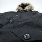 Polo Ralph Lauren ダウンジャケット N-3B ミリタリー コート XS ブラック ドローコード PERFORMANCE ファー着脱式