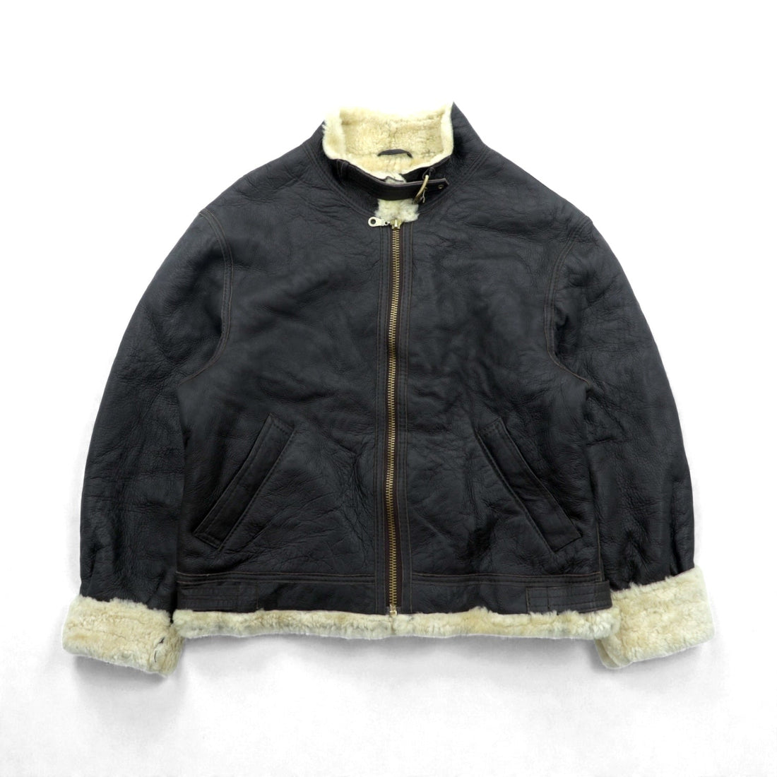 US AIR FORCE 90s Aviation Co. B-3 Shearling Flight Jacket, XL, Brown Sheepskin Boa