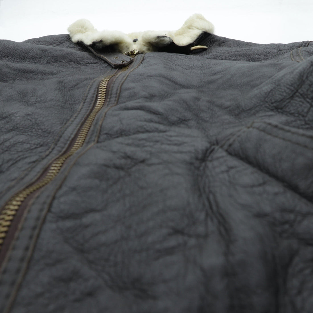 US AIR FORCE 90s Aviation Co. B-3 Shearling Flight Jacket, XL, Brown Sheepskin Boa