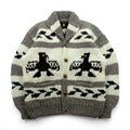 90s Canada Vintage Cowichan KISITAU Sweater Maple Wood Button Knit Cardigan L Thunderbird Made in