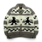 90s Canada Vintage Cowichan KISITAU Sweater Maple Wood Button Knit Cardigan L Thunderbird Made in
