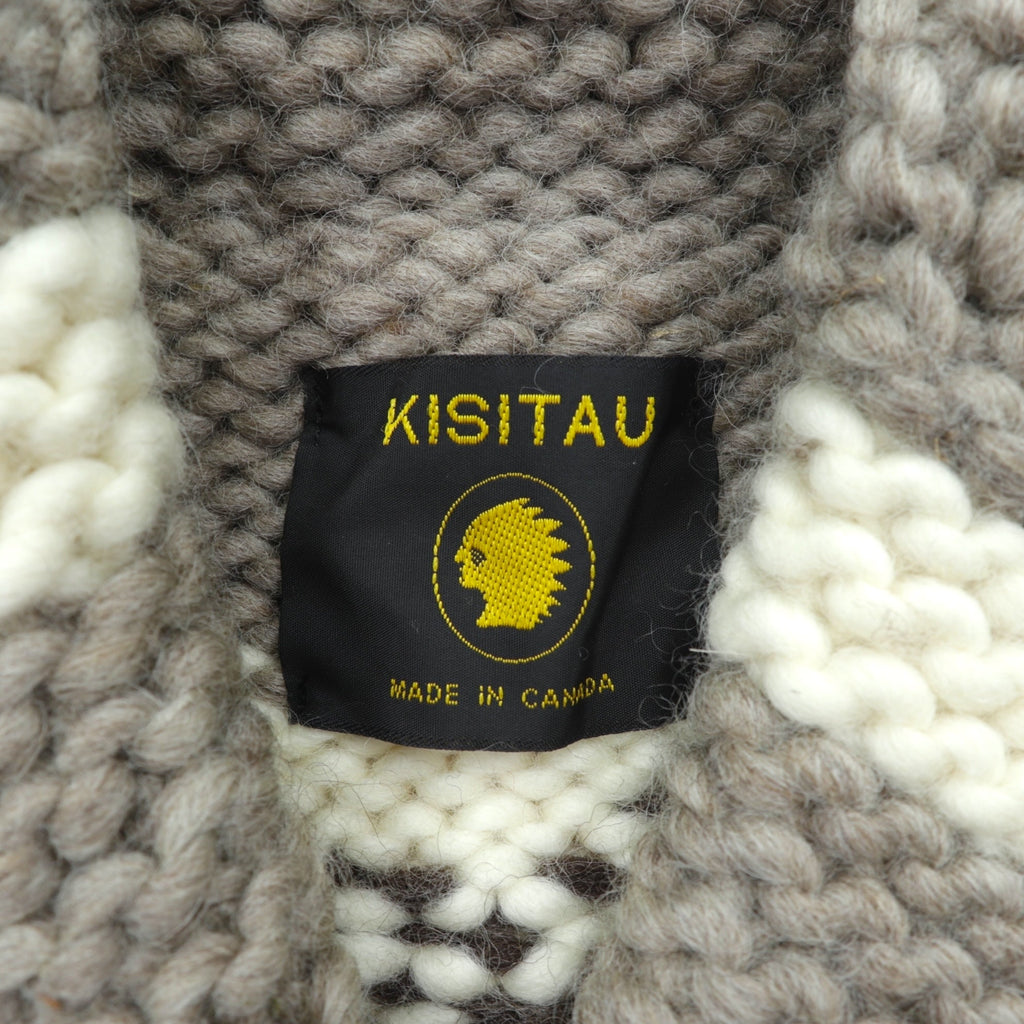 90s Canada Vintage Cowichan KISITAU Sweater Maple Wood Button Knit Cardigan L Thunderbird Made in