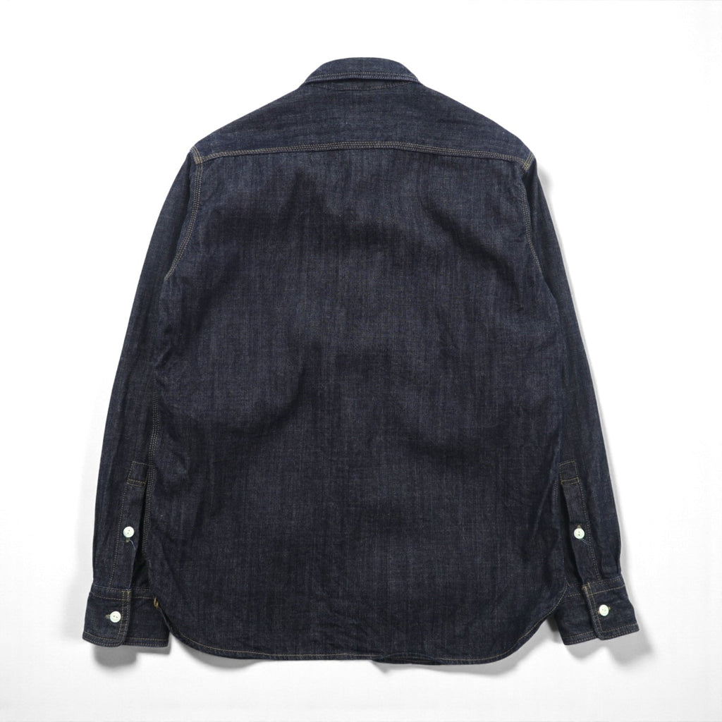 HOUSTON USAコットン デニム ワーク シャツ L ネイビー 濃紺 インディゴ 3本針ステッチ 空環残し 2024年モデル