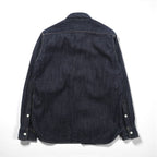 HOUSTON USAコットン デニム ワーク シャツ L ネイビー 濃紺 インディゴ 3本針ステッチ 空環残し 2024年モデル