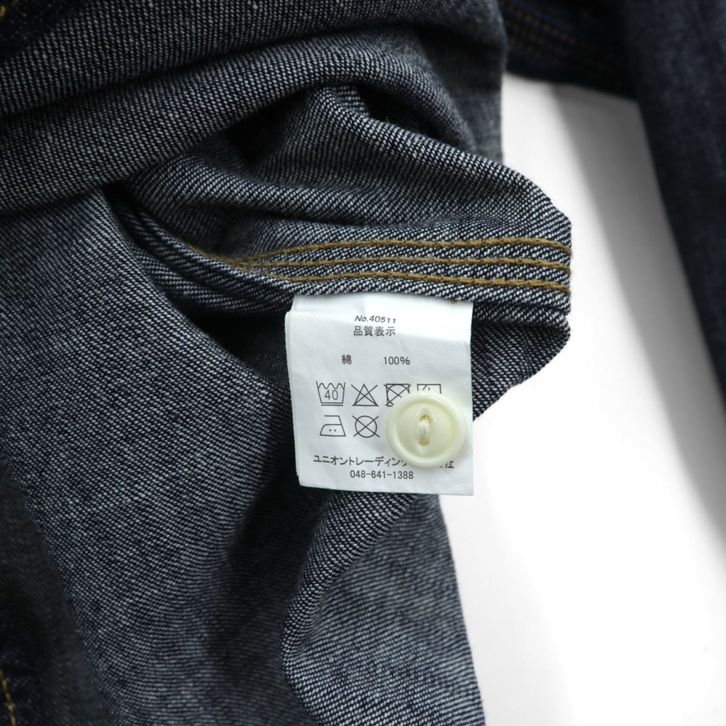 HOUSTON USAコットン デニム ワーク シャツ L ネイビー 濃紺 インディゴ 3本針ステッチ 空環残し 2024年モデル