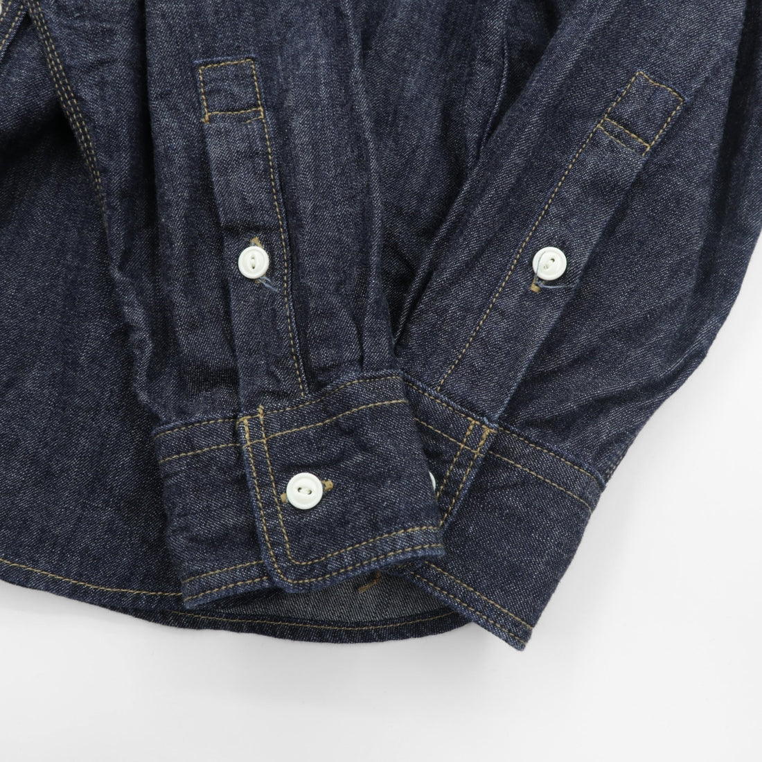 HOUSTON USACotton Denim Work Shirt, Size L, Navy/Indigo, Triple-Needle Stitching, Open Loop, 2024 Model