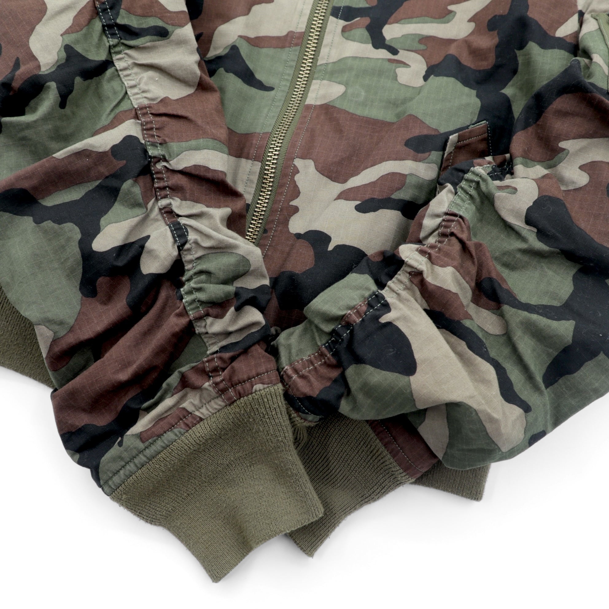 JOHN LAWRENCE SULLIVAN クロップド MA-1 フライトジャケット 短丈 FREE カーキ カモフラ リップストップ BZ17-01-09 日本製