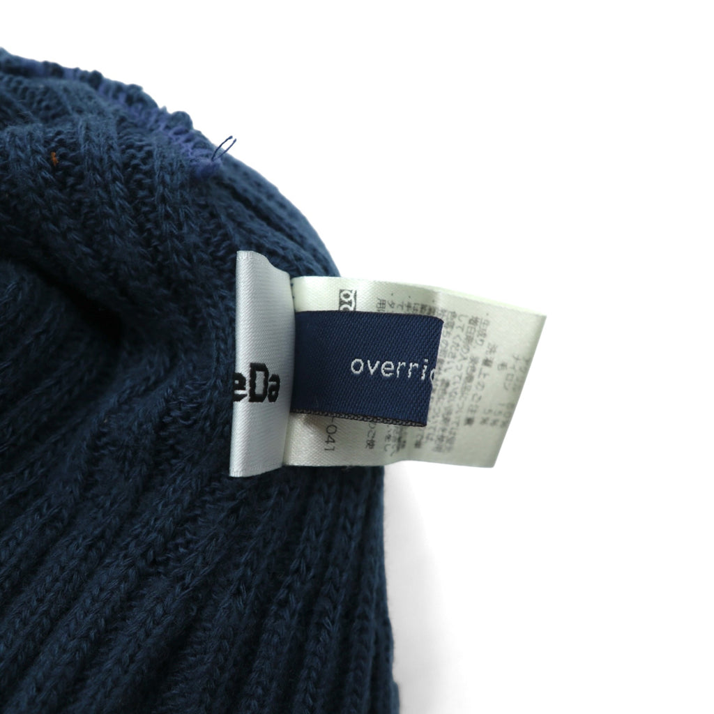 JieDa × override 日本製 ビーニー ニット帽 ネイビー アクリル BIG KNIT CAP youth 833790904