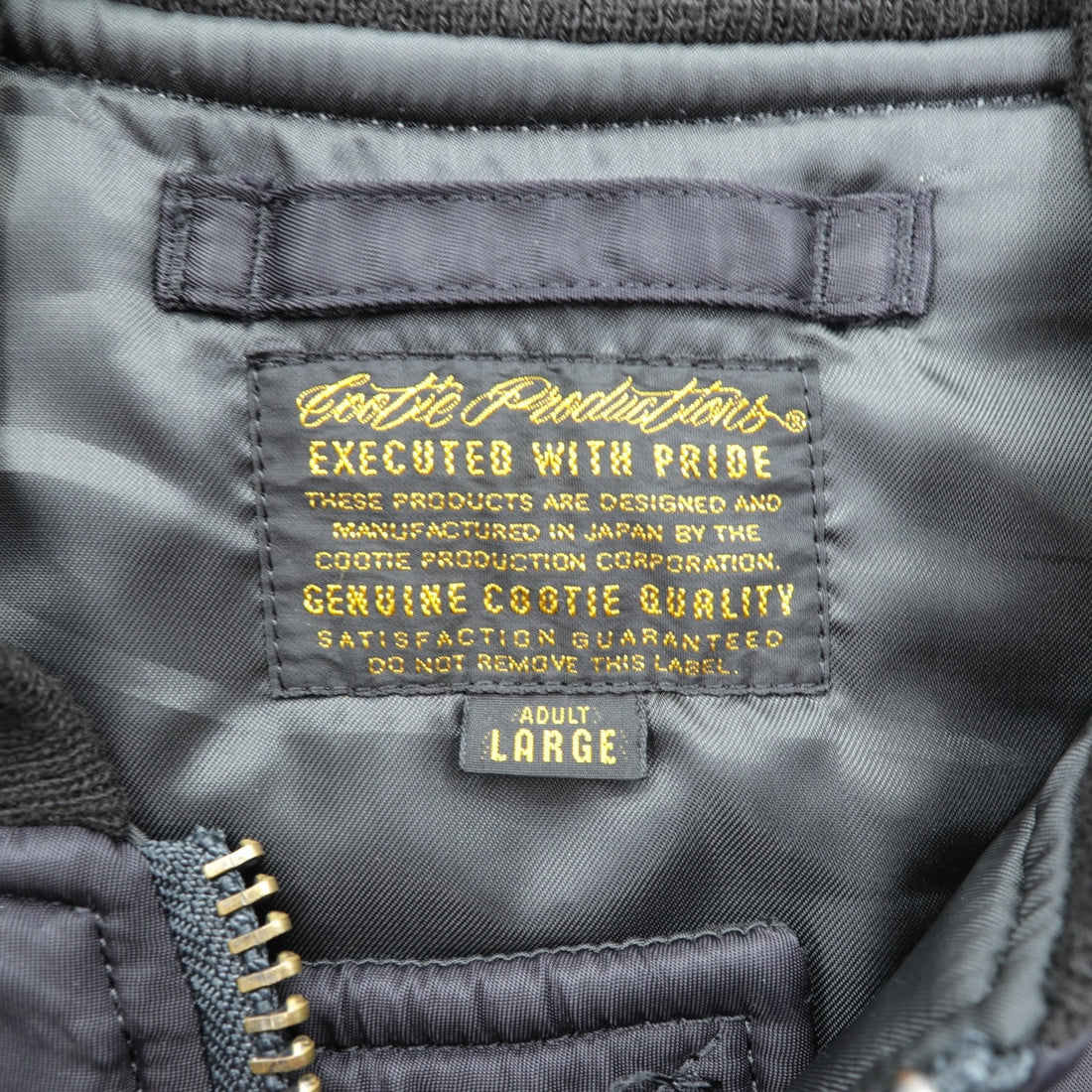 COOTIE PRODUCTIONS Made in Japan MA-1 Flight Jacket L Black Padded Nylon