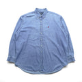 Ralph Lauren 90s Button-Down Denim Shirt, Size 2XL, Indigo Blake with Small Pony Embroidery