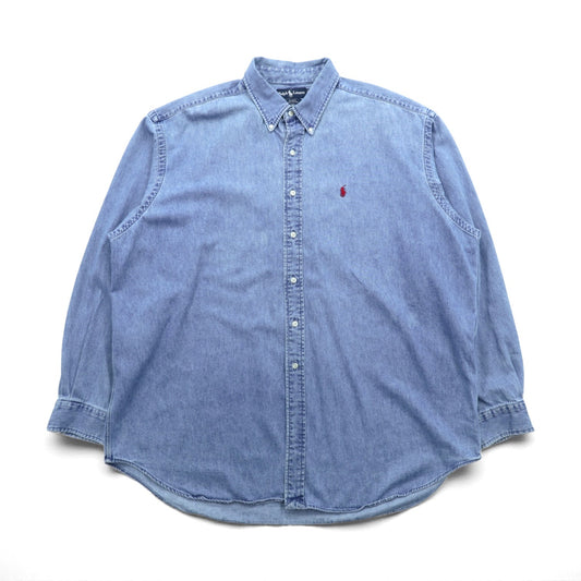 Ralph Lauren 90年代 ボタンダウン デニムシャツ 2XL インディゴ BLAKE スモールポニー刺繍