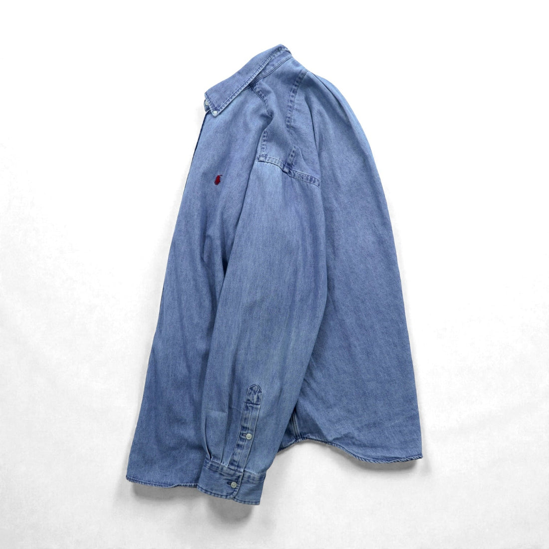 Ralph Lauren 90s Button-Down Denim Shirt, Size 2XL, Indigo Blake with Small Pony Embroidery