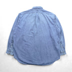 Ralph Lauren 90s Button-Down Denim Shirt, Size 2XL, Indigo Blake with Small Pony Embroidery