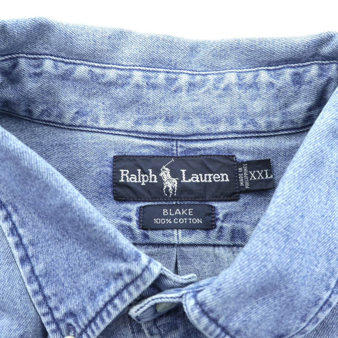 Ralph Lauren 90s Button-Down Denim Shirt, Size 2XL, Indigo Blake with Small Pony Embroidery