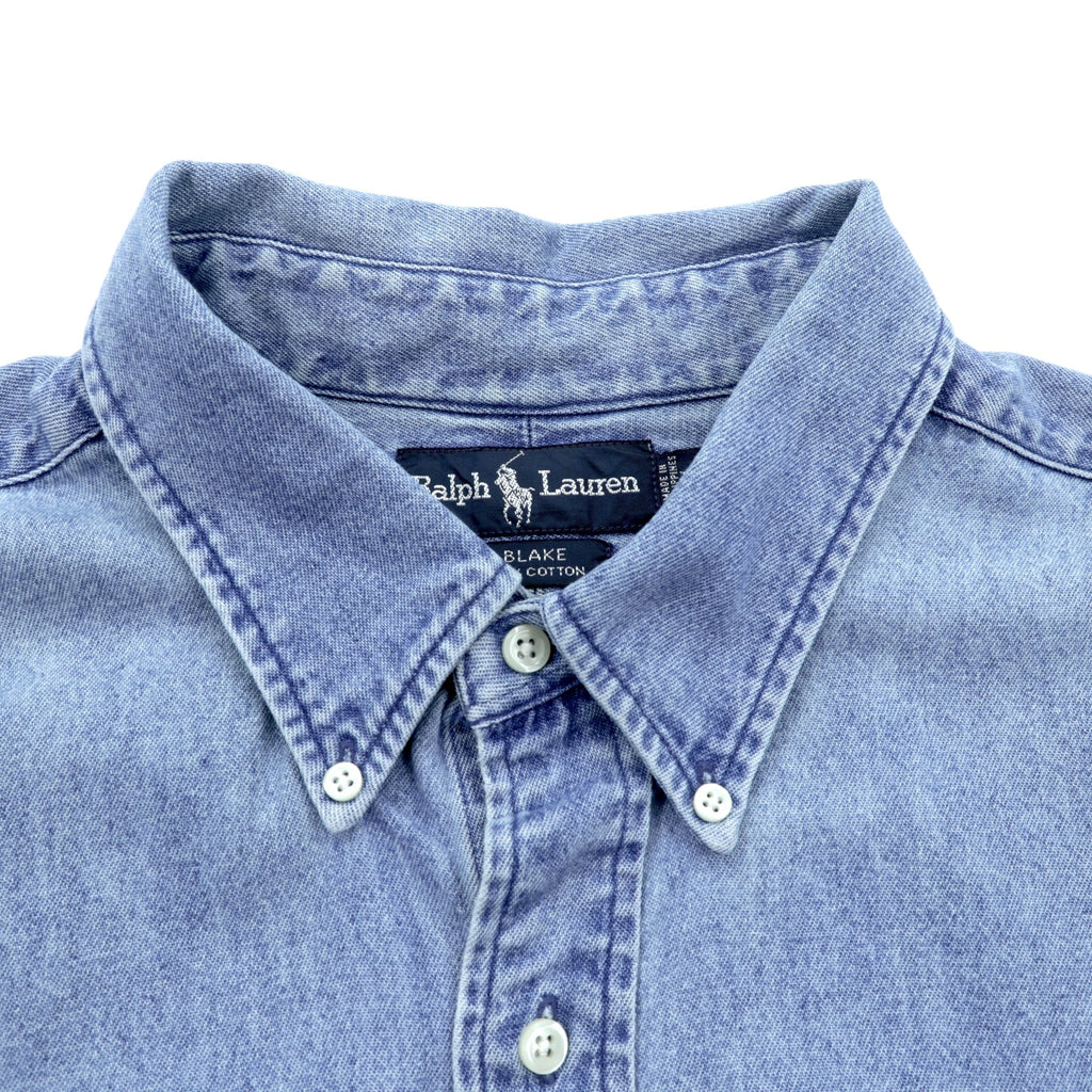 Ralph Lauren 90s Button-Down Denim Shirt, Size 2XL, Indigo Blake with Small Pony Embroidery
