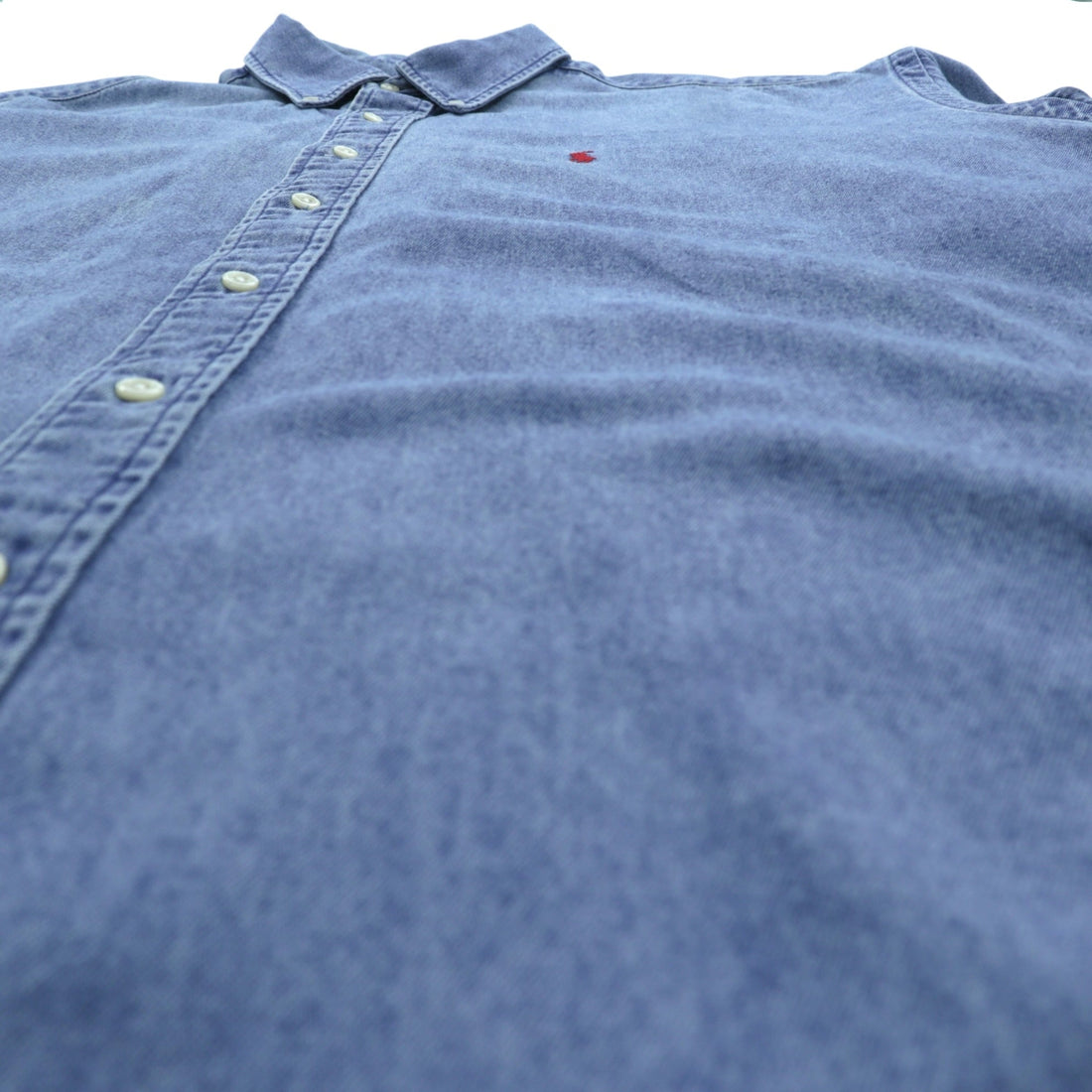 Ralph Lauren 90s Button-Down Denim Shirt, Size 2XL, Indigo Blake with Small Pony Embroidery