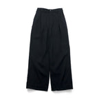 MAISON SPECIAL カルゼ ウール ギャバ 1タック イージー ワイドパンツ スラックス M ブラック フレア ブーツカット 11202461312 ユニセックス