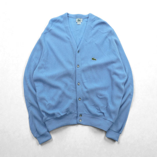 IZOD LACOSTE 80年代 USA製 ヴィンテージ Vネック ニット カーディガン L ブルー アクリル