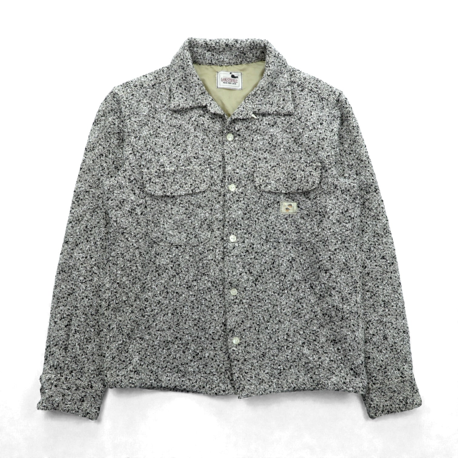 GANGSTERVILLE オープンカラー ネップツイード ワークシャツ S 胸ポケット TWO FACE GSV-17-AW 日本製