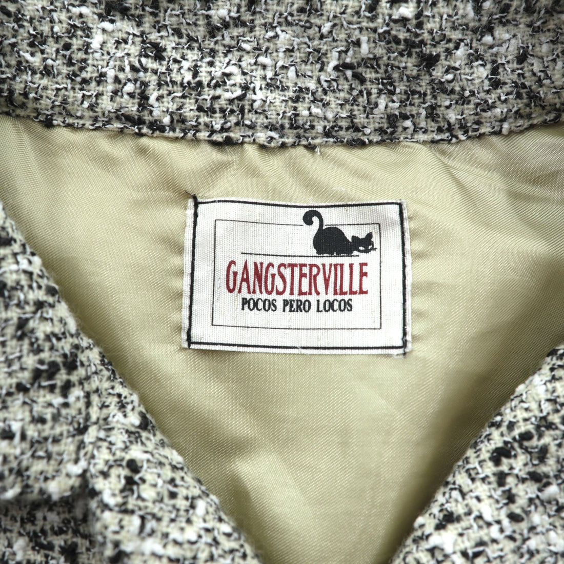 GANGSTERVILLE Open Collar Knep Tweed Work Shirt, Size S, Chest Pocket, Two-Face, GSV-17-AW, Made in Japan