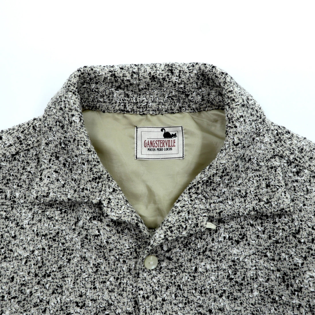 GANGSTERVILLE Open Collar Knep Tweed Work Shirt, Size S, Chest Pocket, Two-Face, GSV-17-AW, Made in Japan