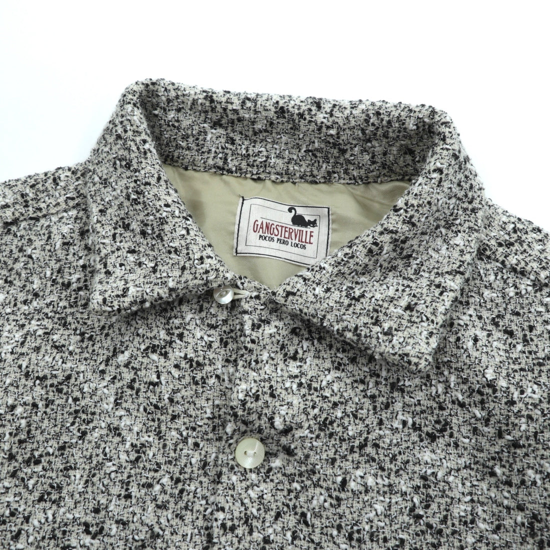 GANGSTERVILLE Open Collar Knep Tweed Work Shirt, Size S, Chest Pocket, Two-Face, GSV-17-AW, Made in Japan