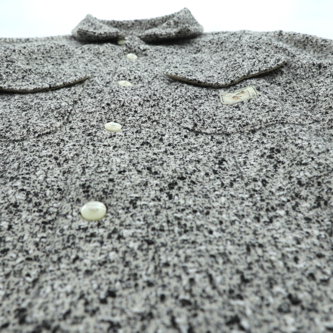 GANGSTERVILLE Open Collar Knep Tweed Work Shirt, Size S, Chest Pocket, Two-Face, GSV-17-AW, Made in Japan