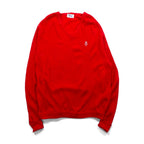 The FOX Collection by JC PENNEY 80年代 USA製 ヴィンテージ Vネック ニット セーター XL レッド ワンポイントロゴ
